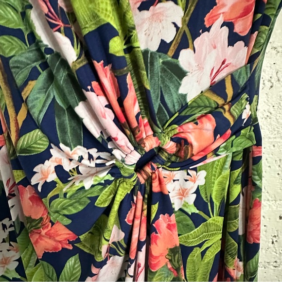 Tommy Bahama Clara Dress XL Blue Green Floral Tropical Faux Wrap Cruise Vacation - Picture 4 of 6